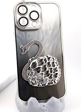 Чохол shiny swan ombre для apple iphone 15 pro max сріблястий