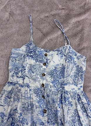 Сукня міді з принтом toile de jouy (французький прованс)