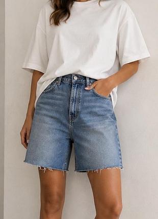 Джинсові шорти- бермуди pull&bear з високою посадкою,розмір l