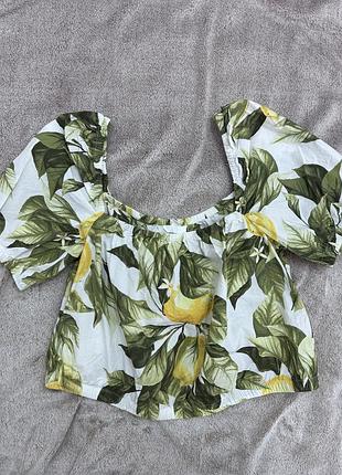 Літній бавовняний топ з лимонним принтом h&m