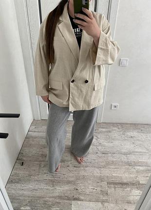 Новый удлинённый свободный льняной пиджак 52-54 р zara