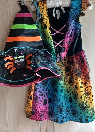 Кардиганное платье с шляпой halloween костюм ведьма 7-8 р 122-128