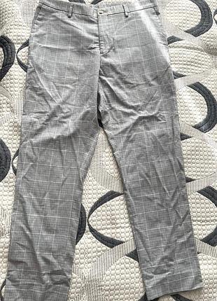 Класичні сірі чоловічі штані в клітинку / стрітстайл / casual 34 zara
