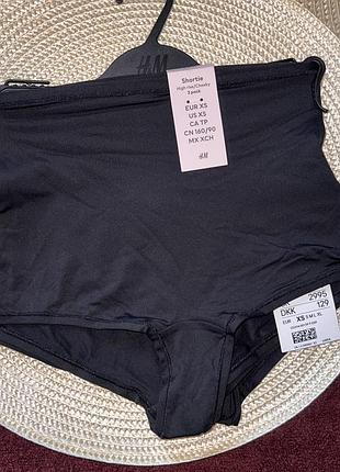 Женские трусики шортиками с завышенной талией черного цвета h&amp;m размер:  ✅xs