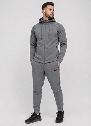Чоловічий спортивний костюм nike демісезонний оригінал • синтетична лакоста• мікрофліс • світлий графіт • базовий на осінь костюм
