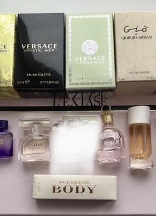 Парфуми мініатюри burberry lanvin versace crystal armani