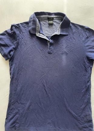 Оригінальне чоловіче поло hugo boss (regular fit, розмір m/l) / темно-синє поло