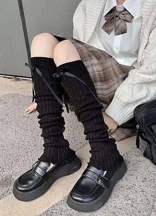 Довгі чорні гетри з бантиком coquette goth lolita