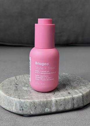 Легкое несмываемое масло для блеска и защиты волос briogeo style + treat yuzu + plum oil 4-in-1 weightless hair oil 45 мл