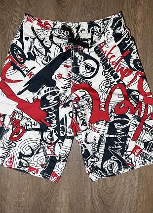 Пляжні вінтажні  шорти quiksilver graffiti print  для серфінгу vintage розмір 14