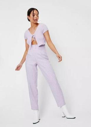 Брюки nasty gal сиреневые клетки m/46 новые