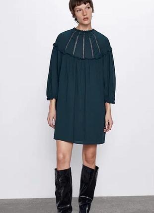 Ізумрудна сукня zara вільна плаття zara смарагдове