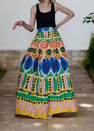 Яскрава бавовняна спідниця zara