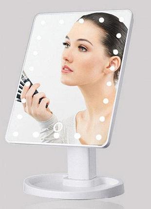 Зеркало на батарейках 16 led mirror white, зеркало для мейкапа с подсветкой usb hw-93