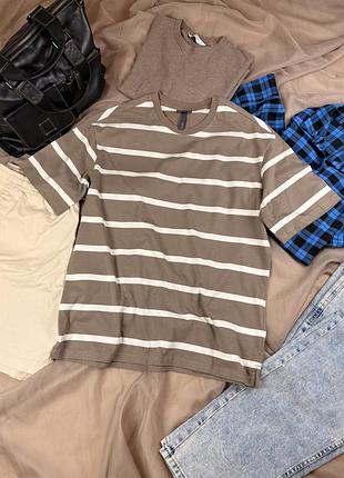 Брендова  стильна футболка у смужку h&m🤎