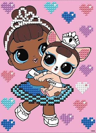 Алмазная мозаика "l.o.l. surprise! miss baby with miss puppy" aml1201, 15x20 см