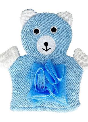 Мочалка-перчатка для купания малышей mgz-0911(blue) медвежонок