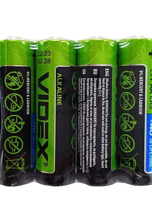 Батарейка щелочная videx alkaline videx lr6 aax4, lr06/aa блистер 4 штуки пальчики блистер