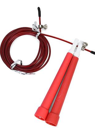 Скакалка швидкісна ms 3765(red) 290 см, ручка пластик, мотузка гума+метал