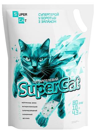 Силикагелевый наполнитель supercat для кошачьих туалетов, 4,3 кг / 10 л