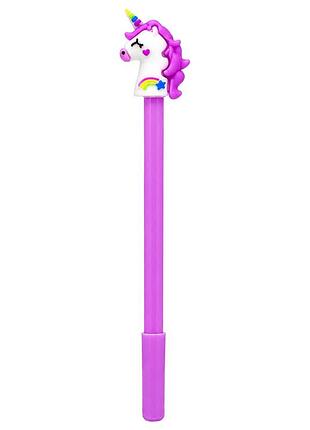 Ручка детская с игрушкой "единорог" a1101(violet) гелевая, синяя
