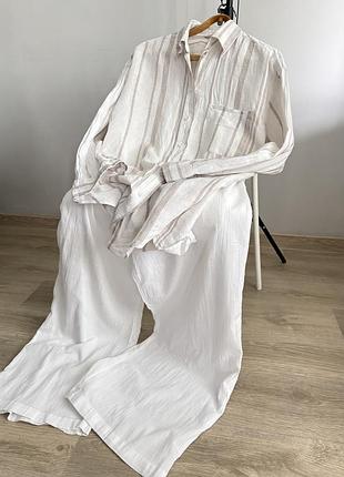 H&m premium collection лляна оверсайз сорочка льняная рубашка