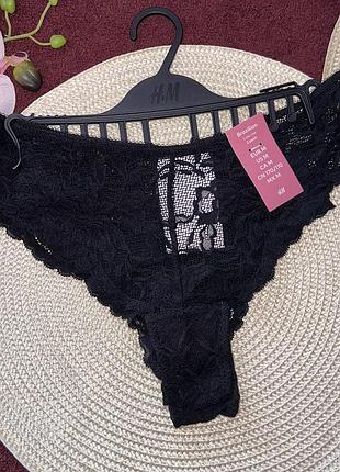 Женские кружевные трусики черного цвета h&amp;m размер:  ✅м