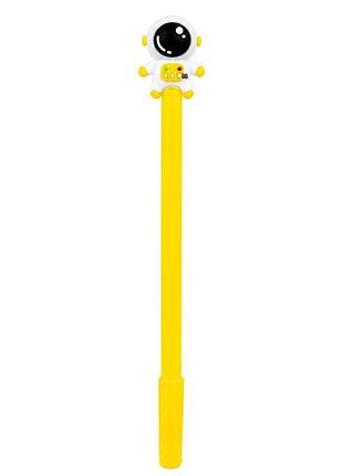 Ручка детская с игрушкой "spaceman" a007(yellow) гелевая, синяя