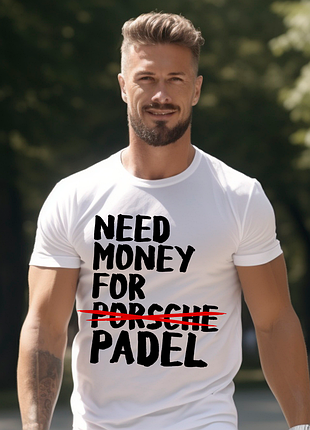Футболка з принтом гри padel (падел-теніс) "need money for padel" push it