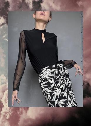 Блуза сітка база класика лонг кофта трикотаж офіс oldmoney dkny виріз пряма довгий рукав