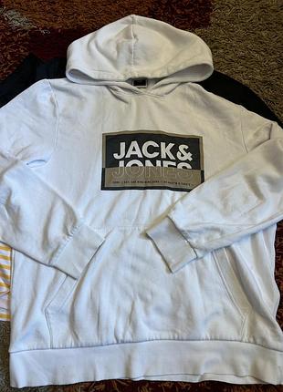 Худі світшот jack & jones core біле оригінал з капюшоном