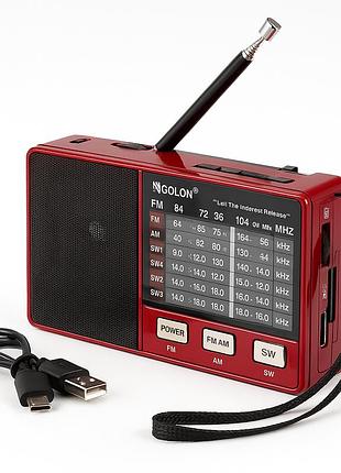 Міні радіо golon rx-8866, радіо зі слотом для флеш-накопичувача, радіоприймач від мережі 220 аналоговий ld-30