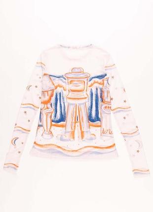 Оригінальна стильна сітка лонгслів wood wood emma jc print top