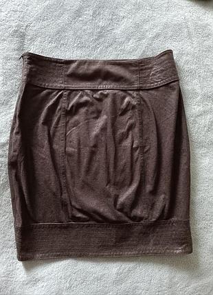 Женская мини юбка под замш от zara m/l коричневый