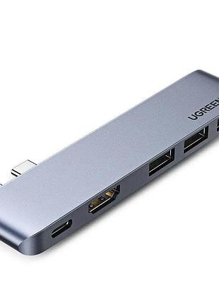 Usb-хаб ugreen cm251 dual usb-c to hdmi+3*usb 3.0 a+type c female converter