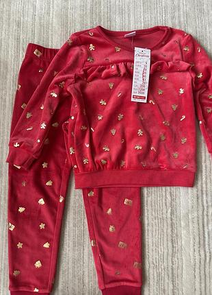 Красивий святковий велюровий костюм для дівчинки 3/4 роки 98-104 см