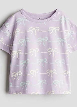 Футболка для дівчинки h&m фіолетова з бантиками 92