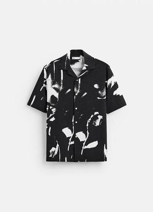 Сорочка zara текстурована короткий рукав 19406 black