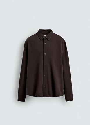 Рубашка zara структурная 7545 340 brown xl