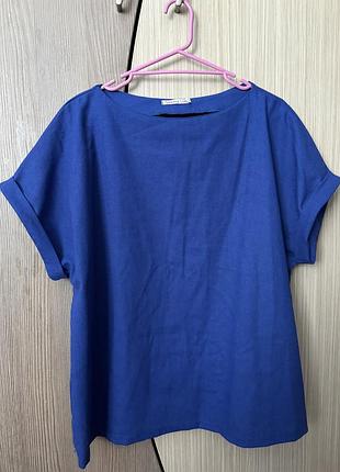 Лляний костюм синього кольору, розмір l/xl
