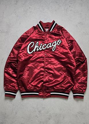 Спортивный бомбер mitchell &amp; ness chicago bulls hardwood Classics satin jacket