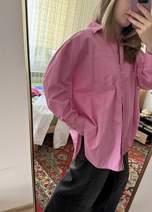 Рожева сорочка zara оверсайз