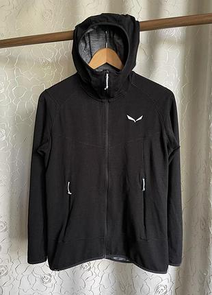 Флісова легка кофта худі тонка salewa light micro polarlite оригінал жіноча чорний фліс xl капюшон кишені rab haglofs tnf