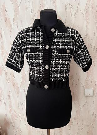 В’язаний жіночий кардиган h&m у стилі chanel, розмір m