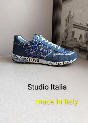 Кросівки жіночі studio italia (наш 39) жіночі натур. замша/шкіра/екстиль made in italy