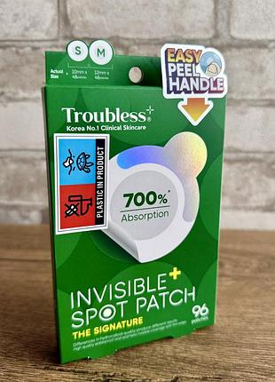 Оригінал! точкові пластирі для обличчя від висипань та прищів troubless invisible plus spot patch the signature, упаковка 96 шт., південна корея 🇰🇷