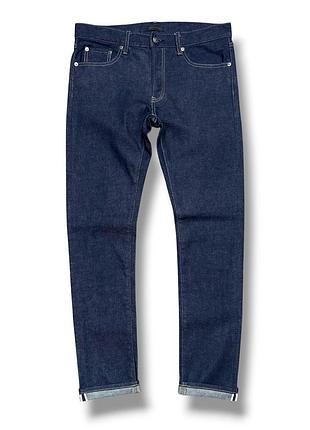 Uniqlo 33/34 селвидж деним синие джинсы слим