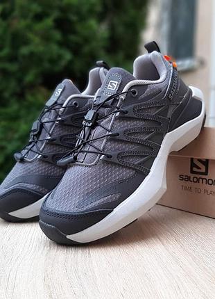 Жіночі якісні та стильні  кросівки salomon xt pu re advanced сірі з помаранчевим