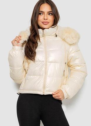 Куртка женская демисезонная короткая, цвет бежевый, 244r23-9
