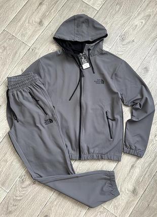 Сірий спортивний костюм чоловічий s tnf однотонний the north face осінь весна плащівка якісний